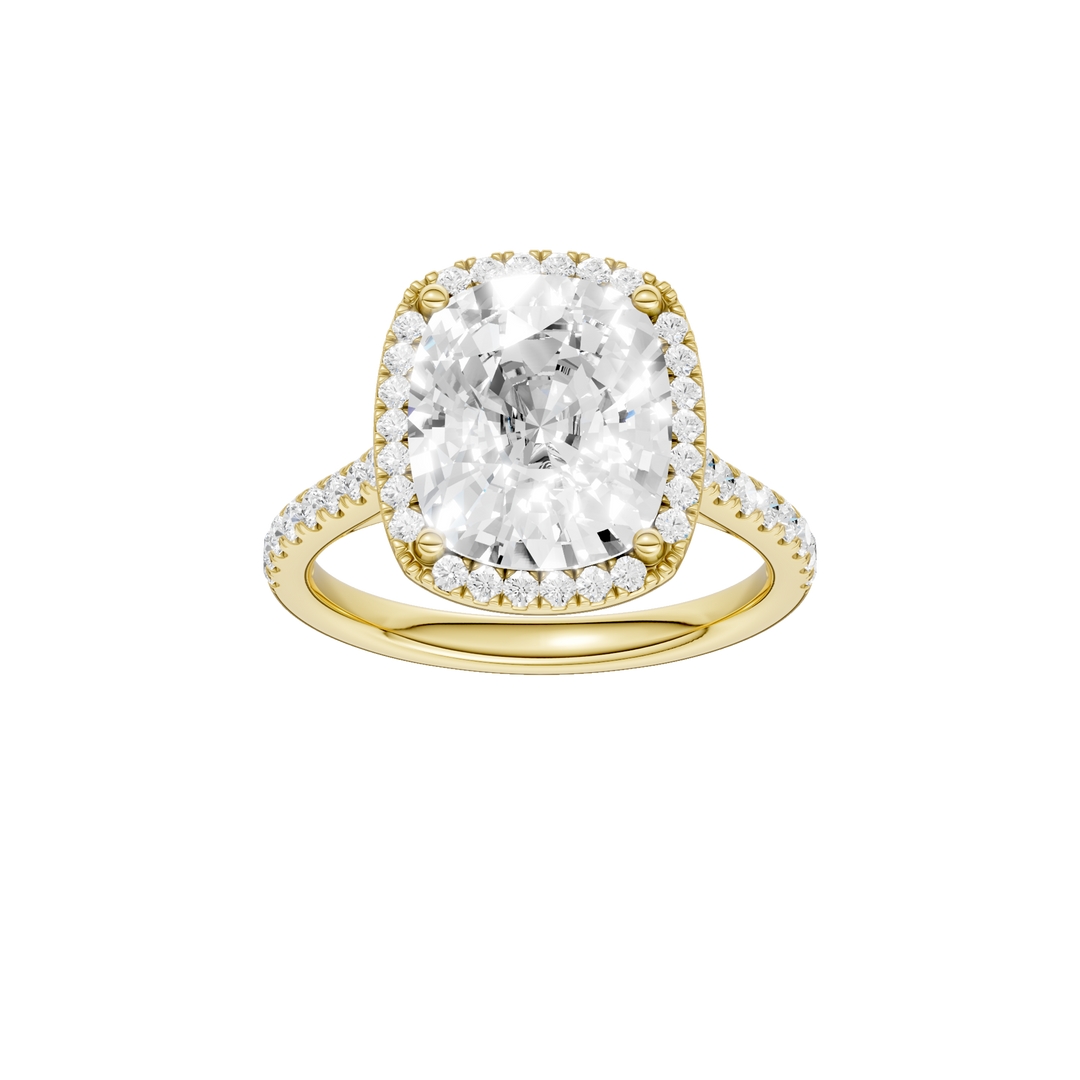 Petite Halo/Cathedral Engagement Ring (Elongated Cushion) in 14K Yellow Gold – Silvadi Jewelry Aurora CO