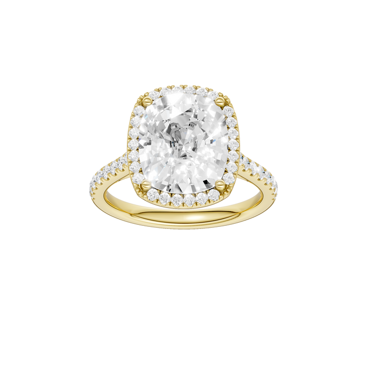 Petite Halo/Cathedral Engagement Ring (Elongated Cushion) in 14K Yellow Gold – Silvadi Jewelry Aurora CO