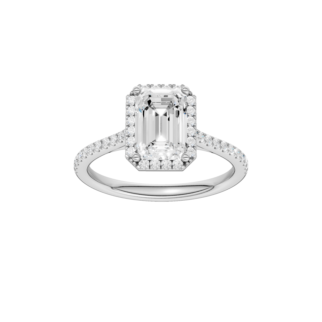 Petite Halo/Cathedral Engagement Ring (Emerald) in 14K White Gold – Silvadi Jewelry Aurora CO