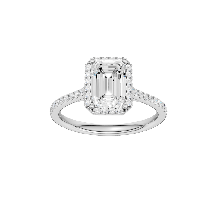 Petite Halo/Cathedral Engagement Ring (Emerald) in 14K White Gold – Silvadi Jewelry Aurora CO