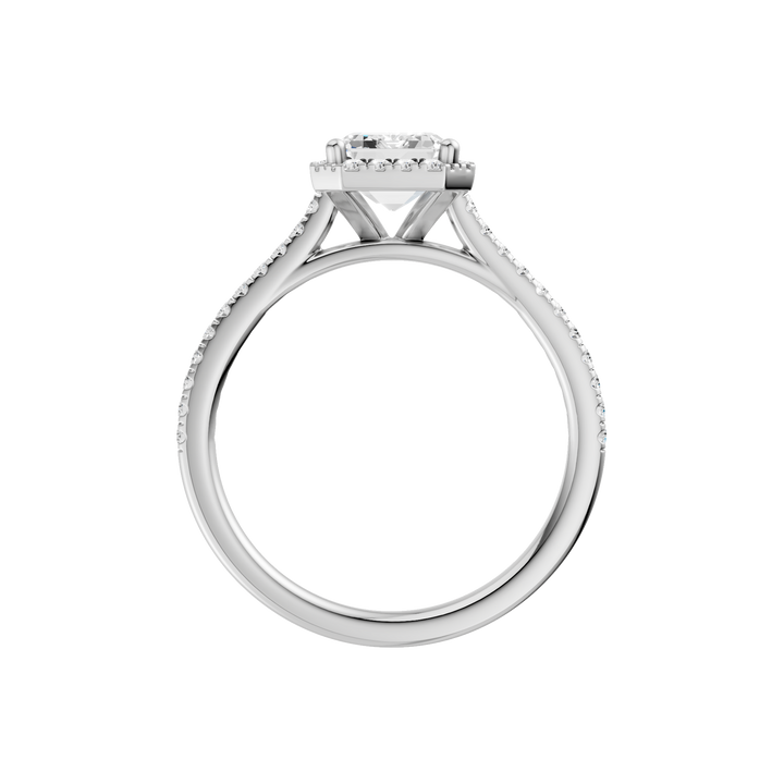 Petite Halo/Cathedral Engagement Ring (Emerald) in 14K White Gold – Silvadi Jewelry Aurora CO