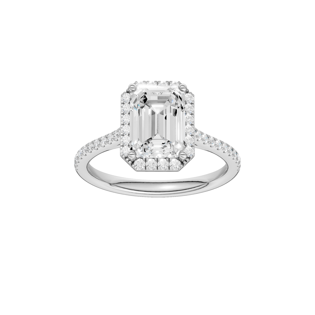 Petite Halo/Cathedral Engagement Ring (Emerald) in 14K White Gold – Silvadi Jewelry Aurora CO