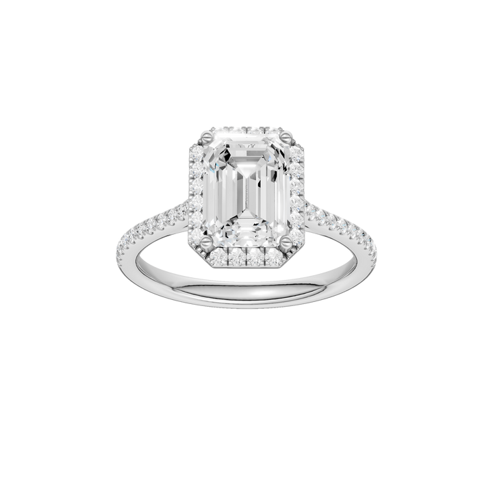 Petite Halo/Cathedral Engagement Ring (Emerald) in 14K White Gold – Silvadi Jewelry Aurora CO