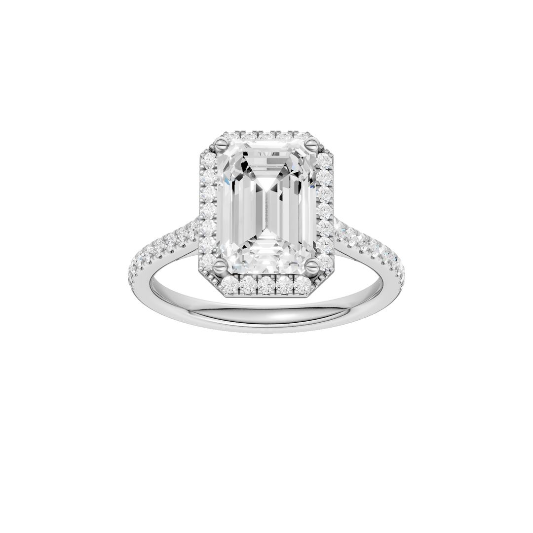 Petite Halo/Cathedral Engagement Ring (Emerald) in 14K White Gold – Silvadi Jewelry Aurora CO