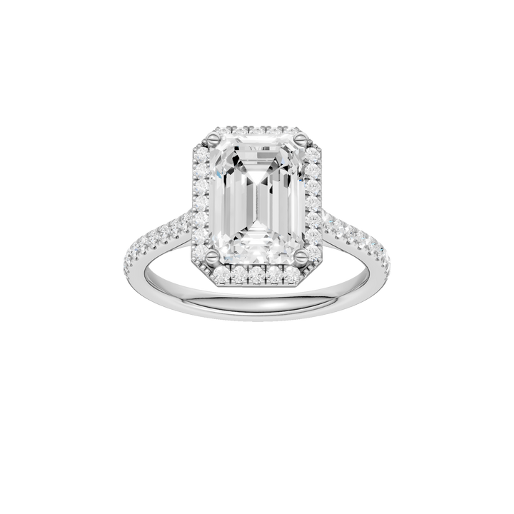 Petite Halo/Cathedral Engagement Ring (Emerald) in 14K White Gold – Silvadi Jewelry Aurora CO