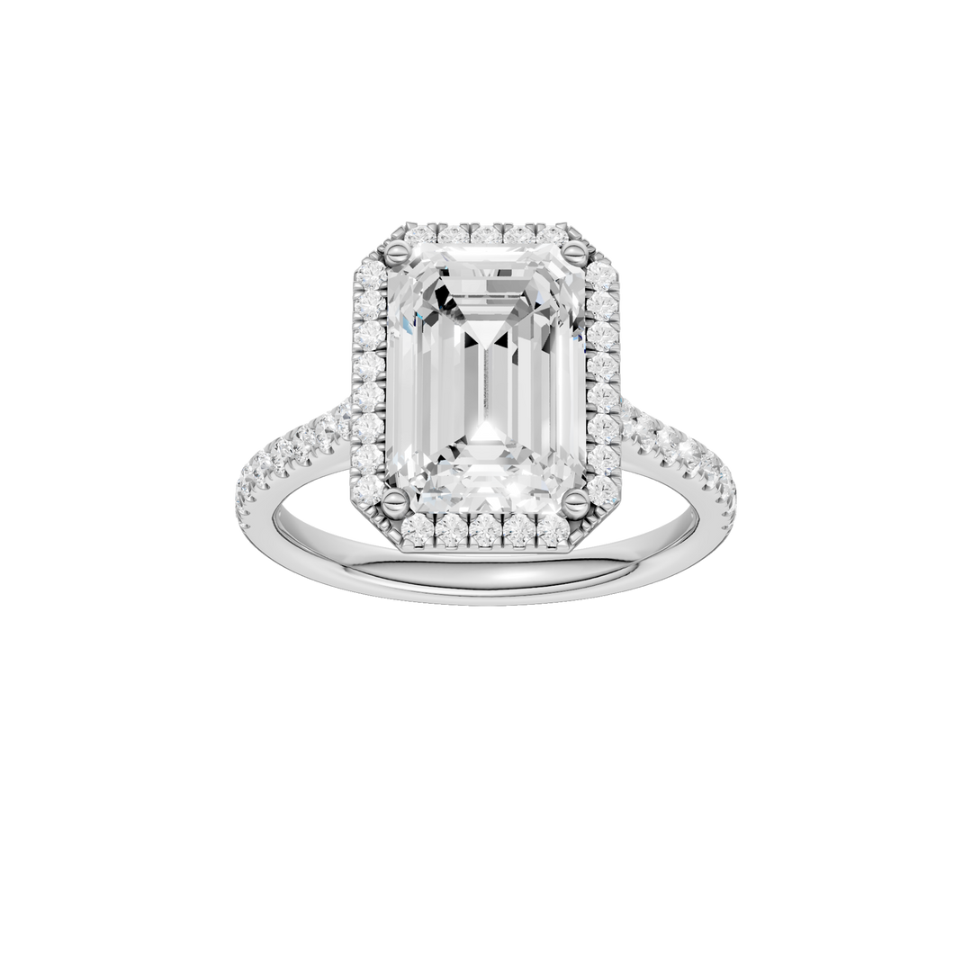 Petite Halo/Cathedral Engagement Ring (Emerald) in 14K White Gold – Silvadi Jewelry Aurora CO