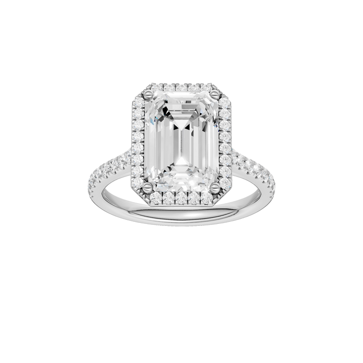 Petite Halo/Cathedral Engagement Ring (Emerald) in 14K White Gold – Silvadi Jewelry Aurora CO