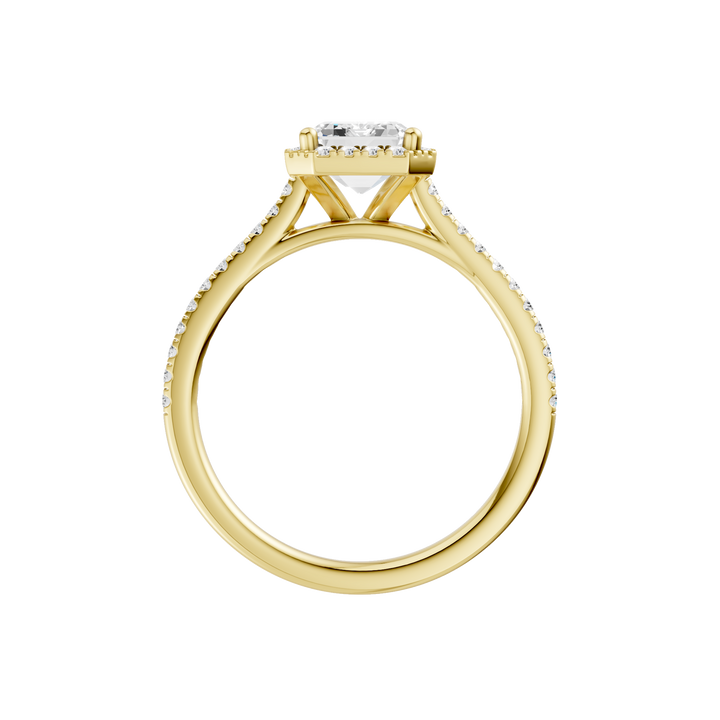 Petite Halo/Cathedral Engagement Ring (Emerald) in 14K Yellow Gold – Silvadi Jewelry Aurora CO