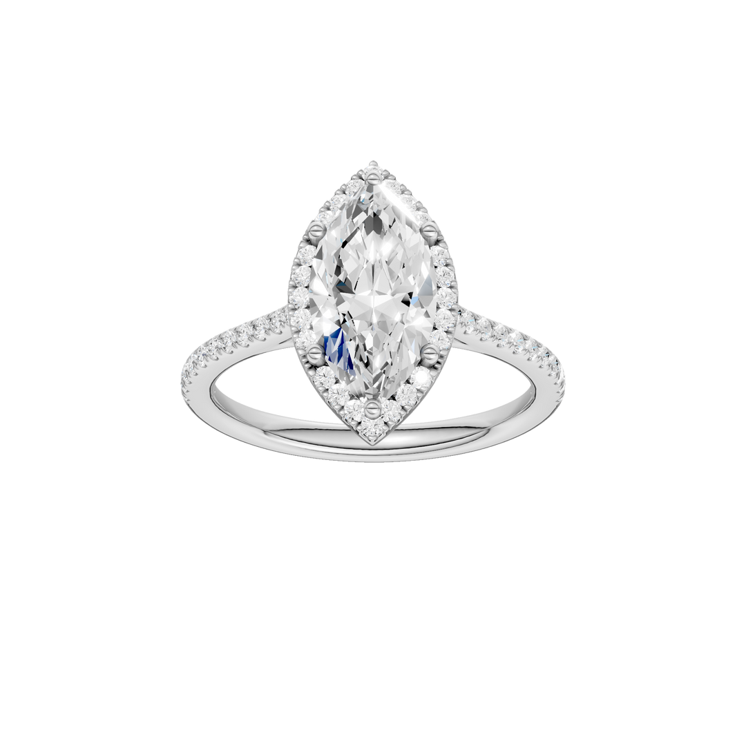 Petite Halo/Cathedral Engagement Ring (Marquise) in 14K White Gold – Silvadi Jewelry Aurora CO