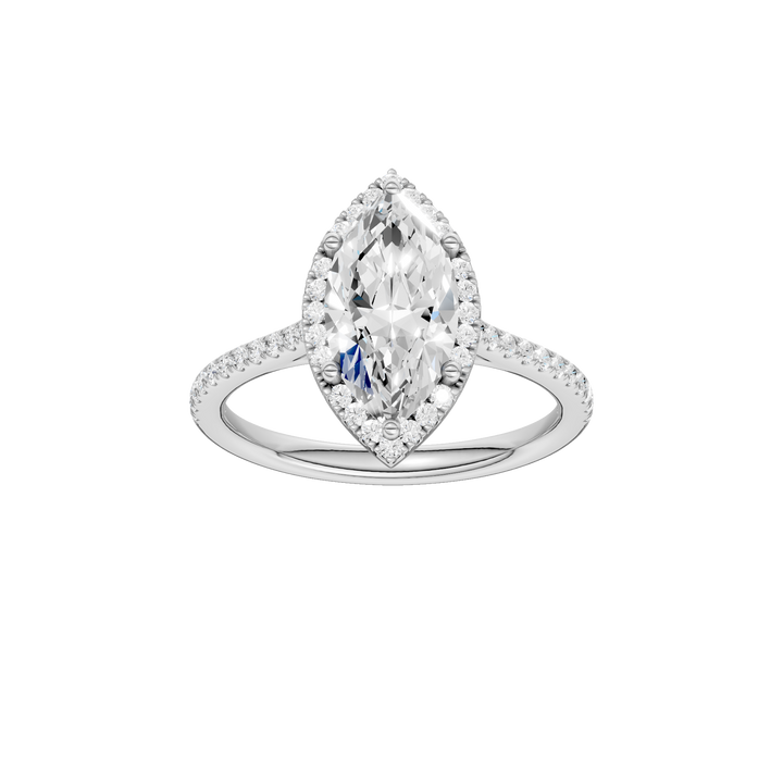 Petite Halo/Cathedral Engagement Ring (Marquise) in 14K White Gold – Silvadi Jewelry Aurora CO