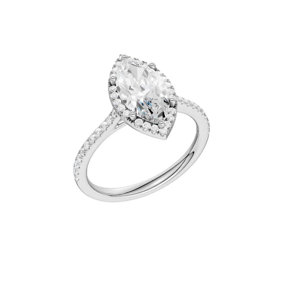 Petite Halo/Cathedral Engagement Ring (Marquise) in 14K White Gold – Silvadi Jewelry Aurora CO