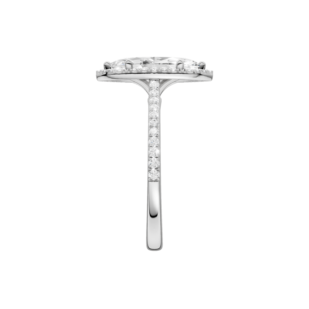 Petite Halo/Cathedral Engagement Ring (Marquise) in 14K White Gold – Silvadi Jewelry Aurora CO