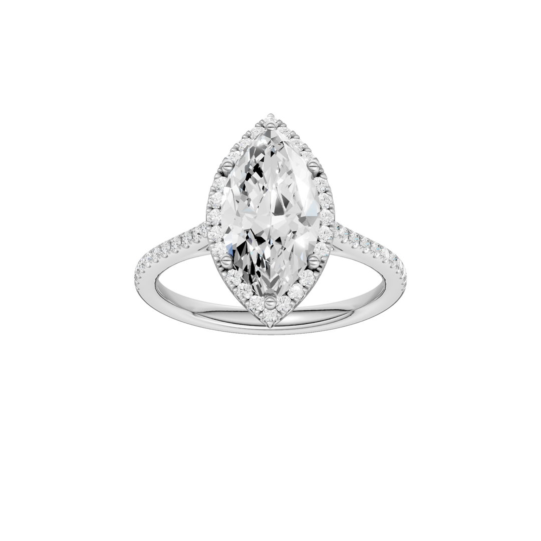 Petite Halo/Cathedral Engagement Ring (Marquise) in 14K White Gold – Silvadi Jewelry Aurora CO