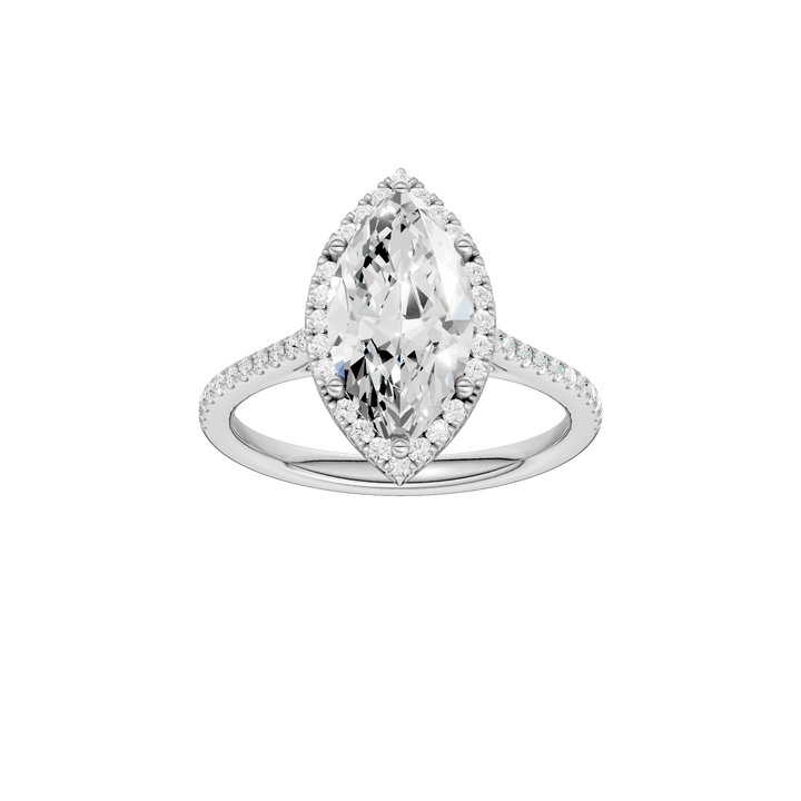 Petite Halo/Cathedral Engagement Ring (Marquise) in 14K White Gold – Silvadi Jewelry Aurora CO