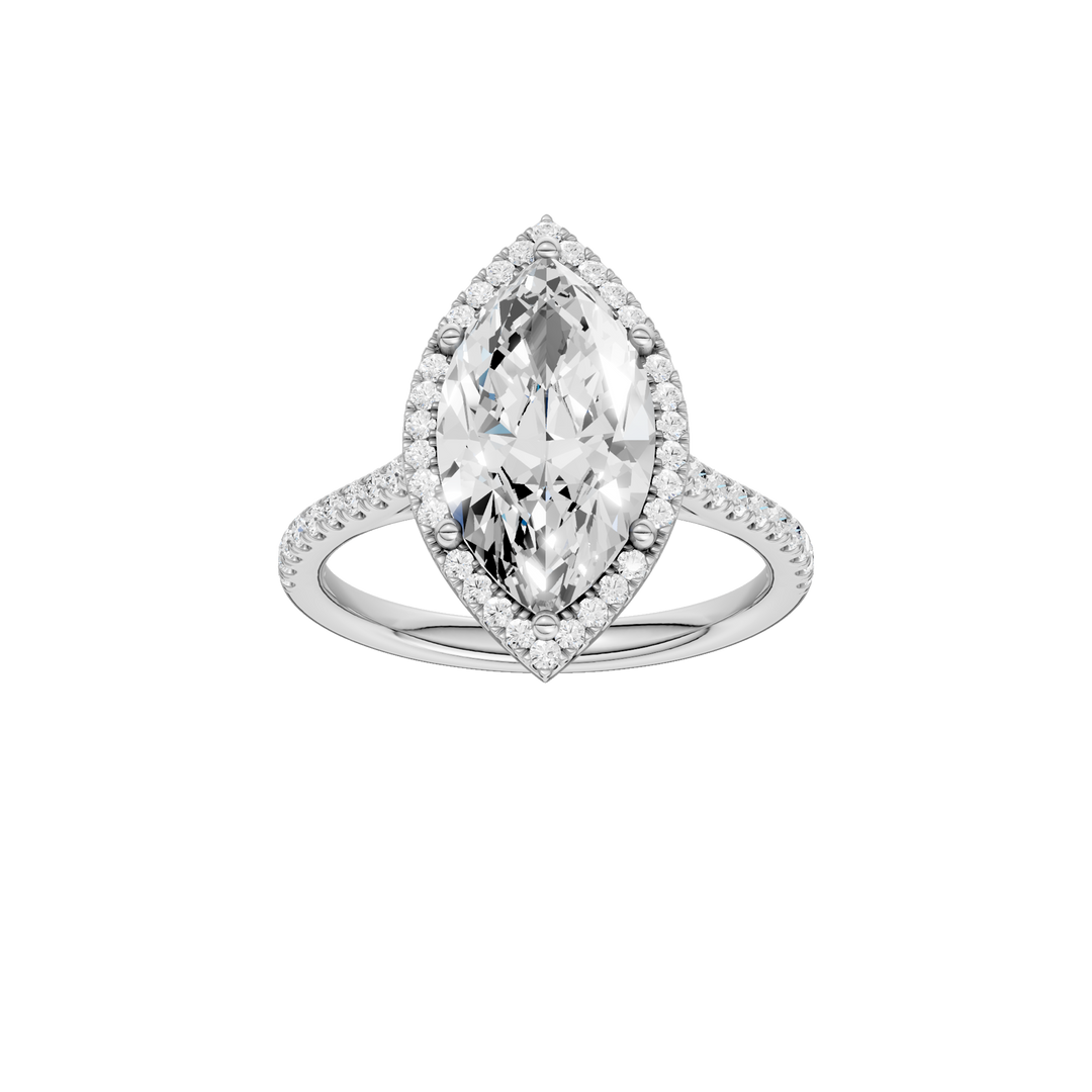 Petite Halo/Cathedral Engagement Ring (Marquise) in 14K White Gold – Silvadi Jewelry Aurora CO