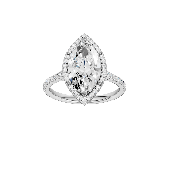 Petite Halo/Cathedral Engagement Ring (Marquise) in 14K White Gold – Silvadi Jewelry Aurora CO