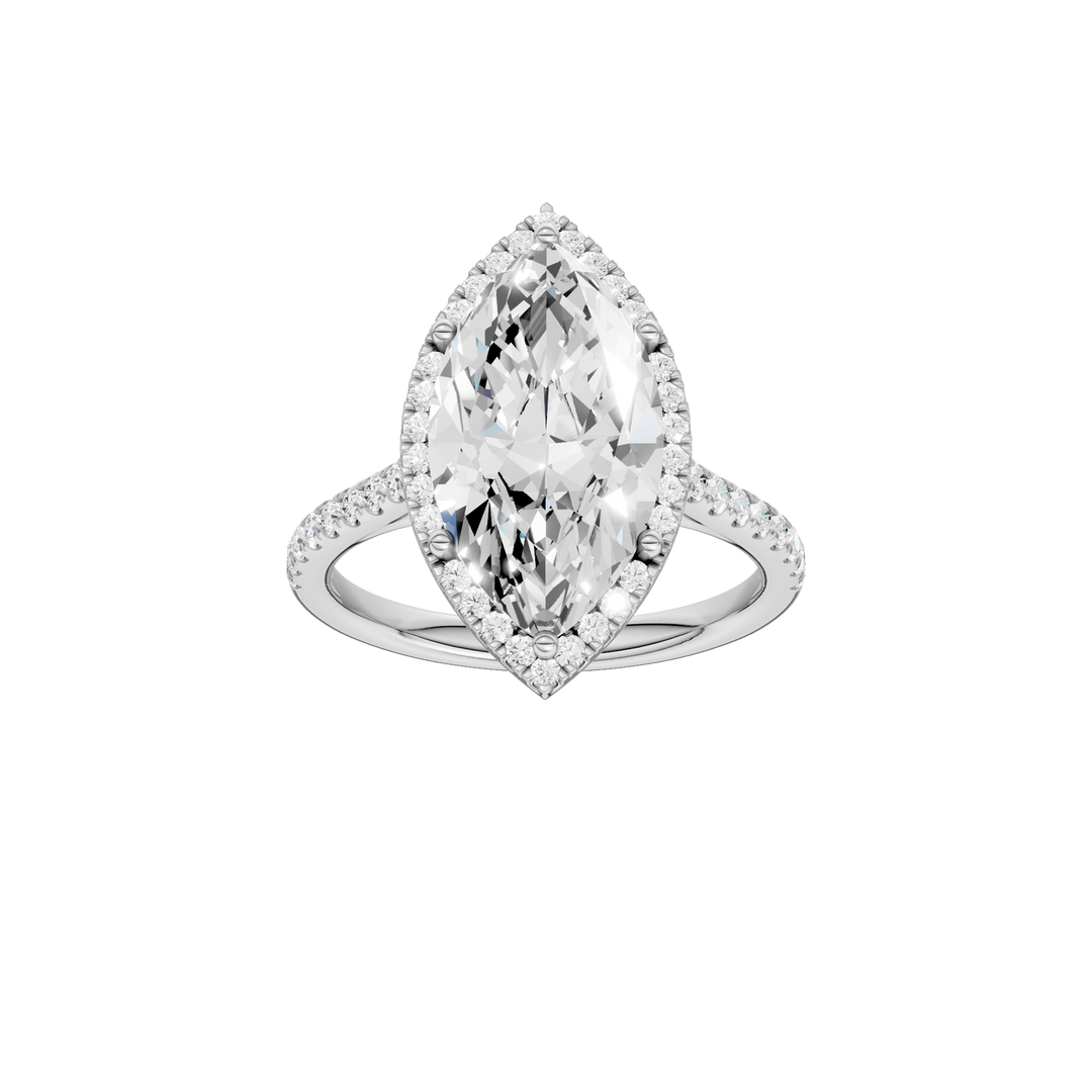 Petite Halo/Cathedral Engagement Ring (Marquise) in 14K White Gold – Silvadi Jewelry Aurora CO