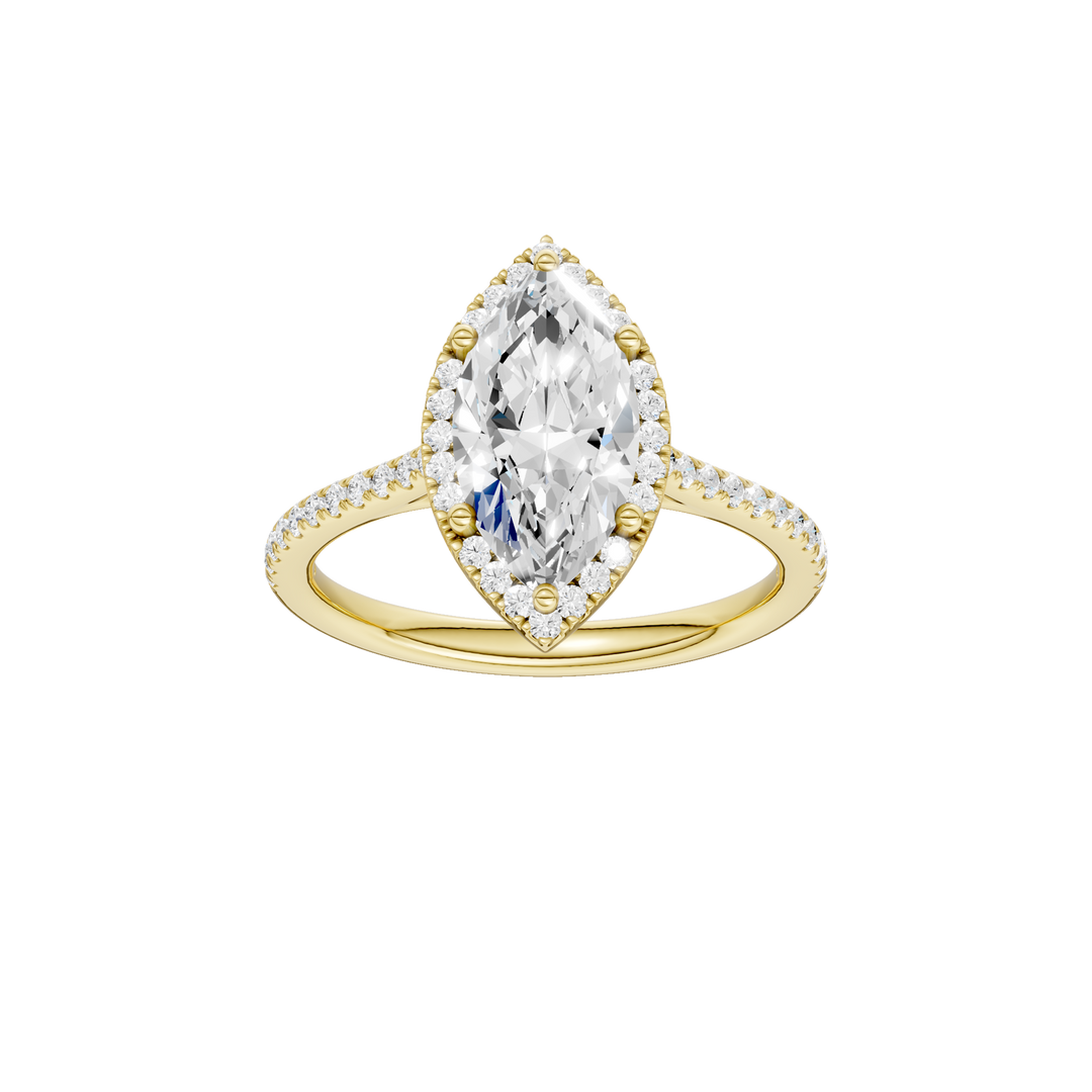Petite Halo/Cathedral Engagement Ring (Marquise) in 14K Yellow Gold – Silvadi Jewelry Aurora CO