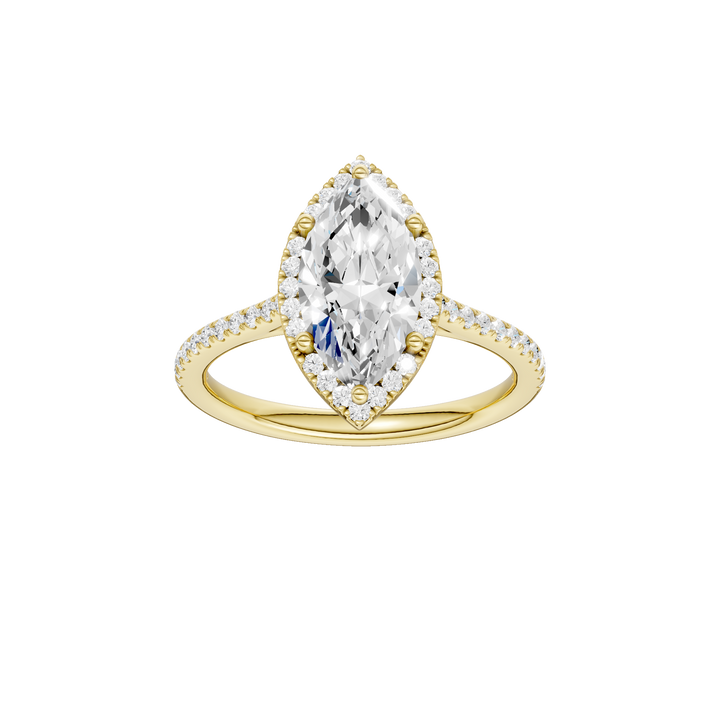 Petite Halo/Cathedral Engagement Ring (Marquise) in 14K Yellow Gold – Silvadi Jewelry Aurora CO