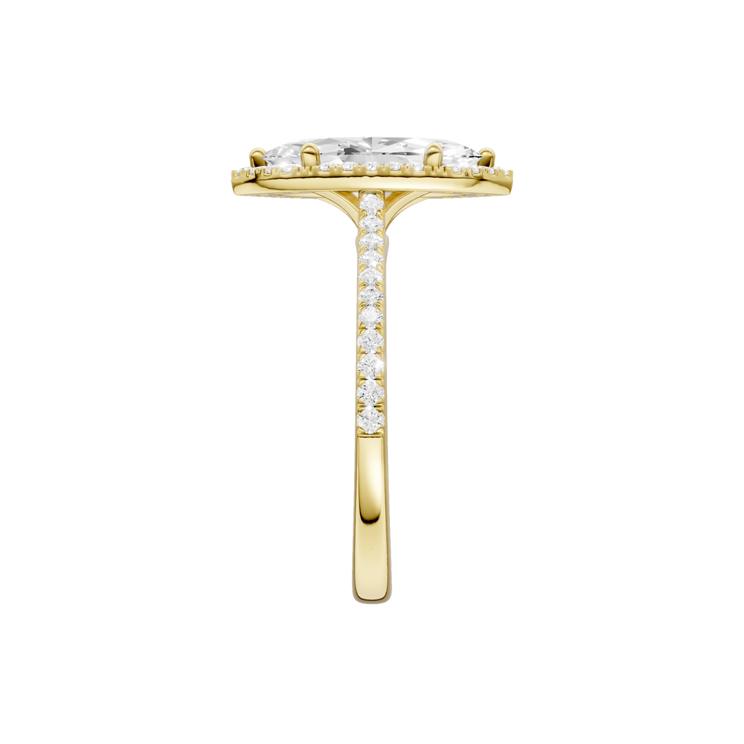 Petite Halo/Cathedral Engagement Ring (Marquise) in 14K Yellow Gold – Silvadi Jewelry Aurora CO