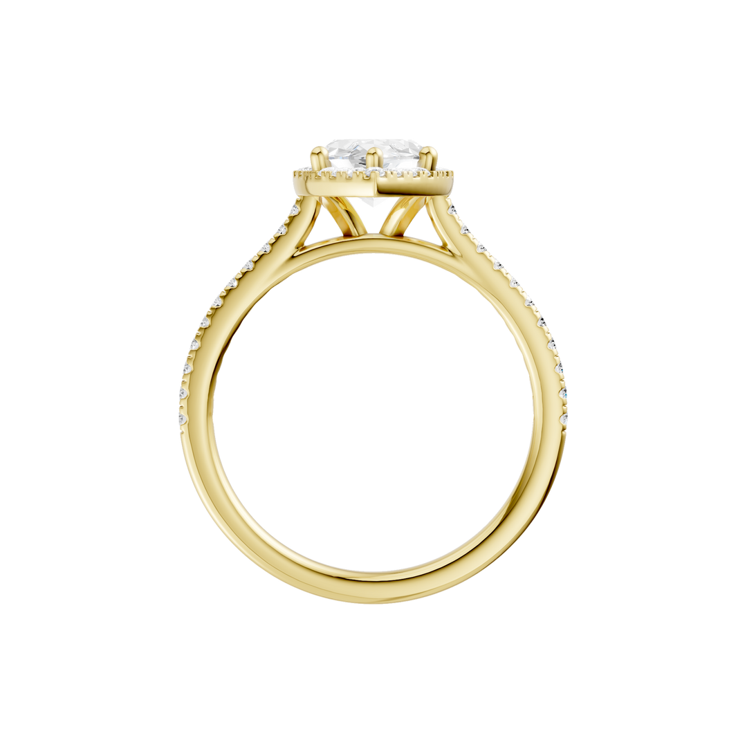 Petite Halo/Cathedral Engagement Ring (Marquise) in 14K Yellow Gold – Silvadi Jewelry Aurora CO