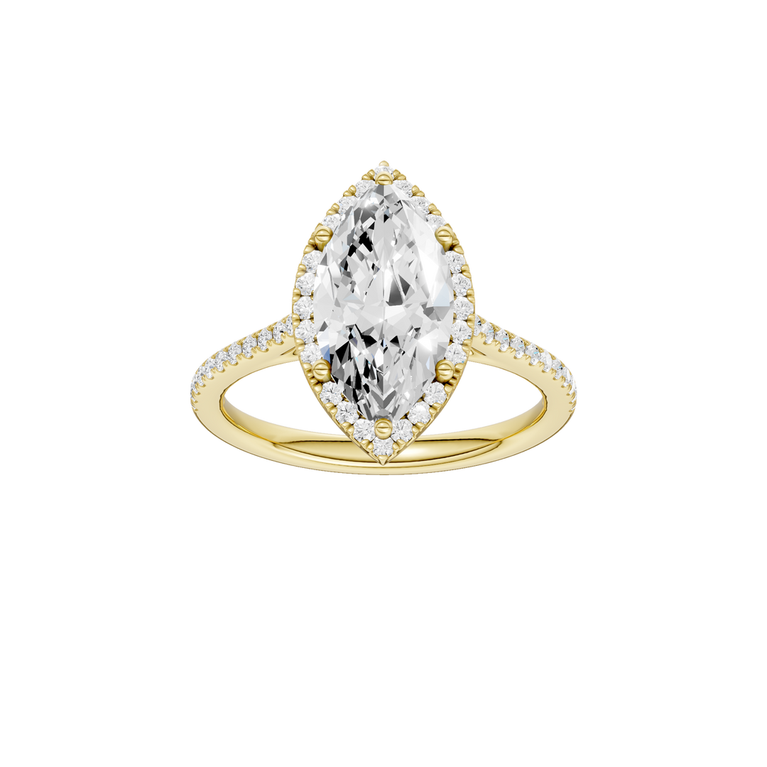 Petite Halo/Cathedral Engagement Ring (Marquise) in 14K Yellow Gold – Silvadi Jewelry Aurora CO
