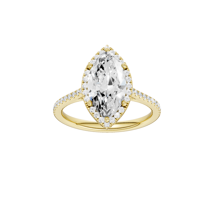 Petite Halo/Cathedral Engagement Ring (Marquise) in 14K Yellow Gold – Silvadi Jewelry Aurora CO