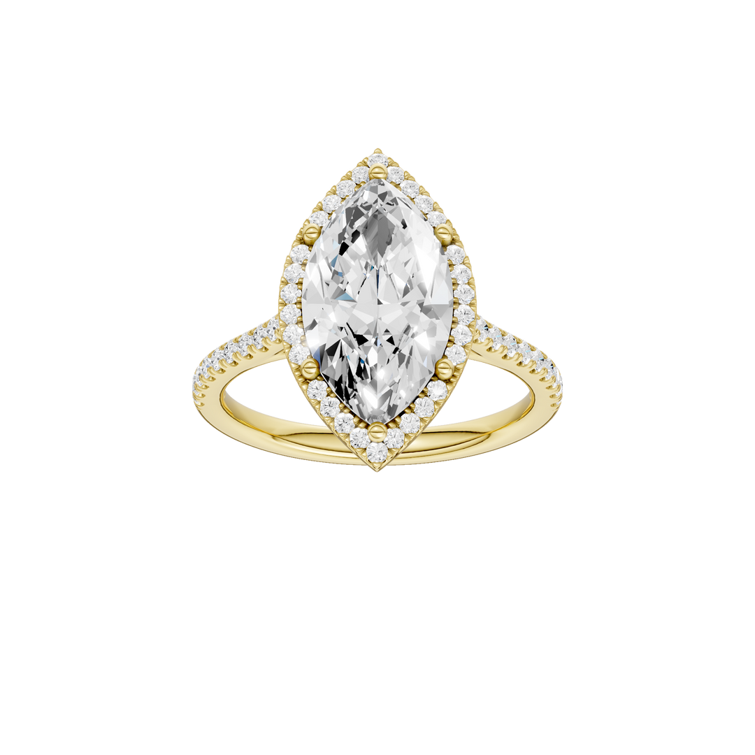 Petite Halo/Cathedral Engagement Ring (Marquise) in 14K Yellow Gold – Silvadi Jewelry Aurora CO