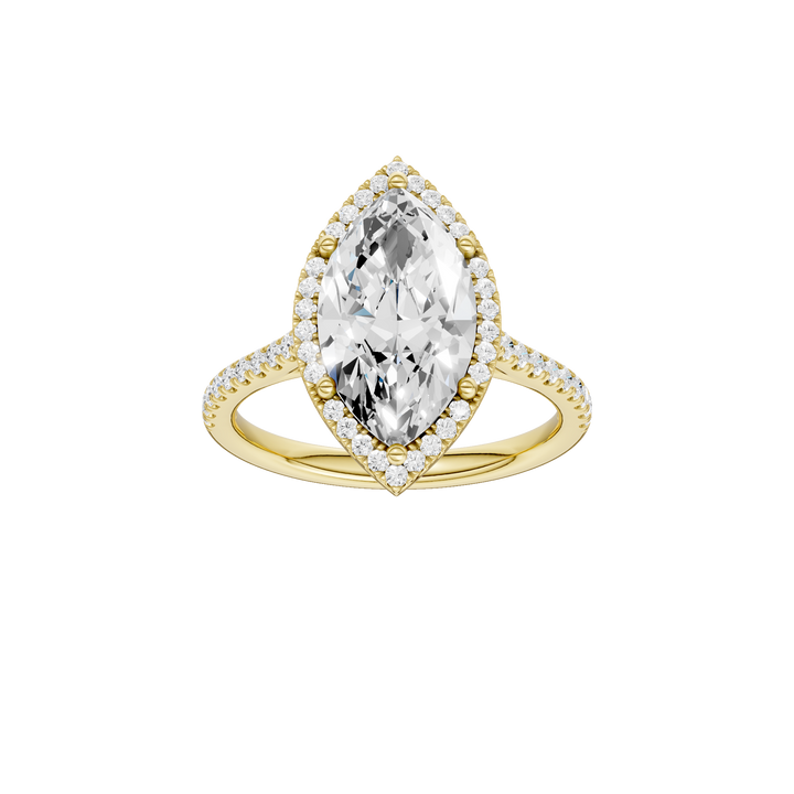 Petite Halo/Cathedral Engagement Ring (Marquise) in 14K Yellow Gold – Silvadi Jewelry Aurora CO