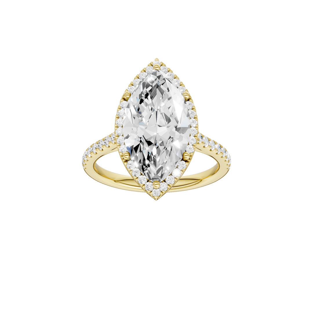 Petite Halo/Cathedral Engagement Ring (Marquise) in 14K Yellow Gold – Silvadi Jewelry Aurora CO
