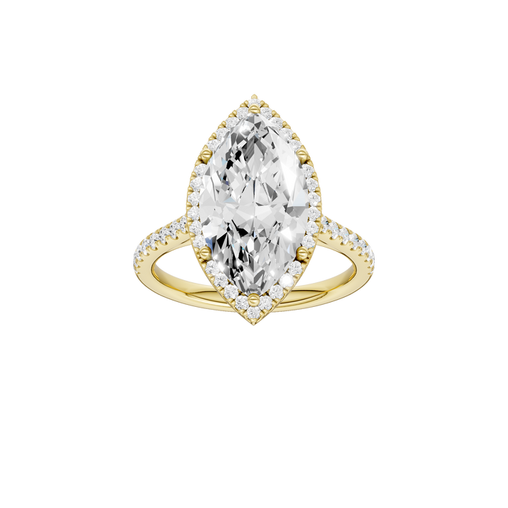 Petite Halo/Cathedral Engagement Ring (Marquise) in 14K Yellow Gold – Silvadi Jewelry Aurora CO