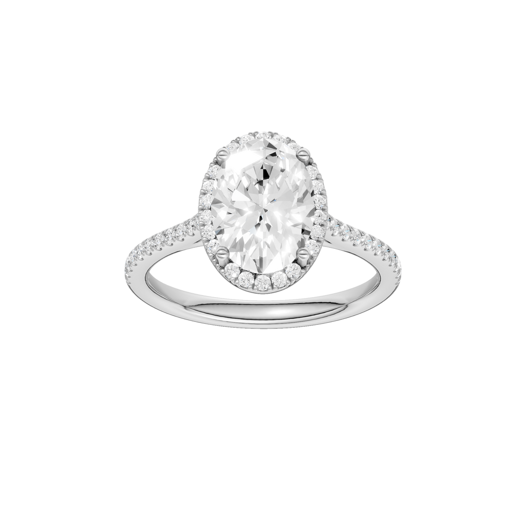 Petite Halo/Cathedral Engagement Ring (Oval) in 14K White Gold – Silvadi Jewelry Aurora CO