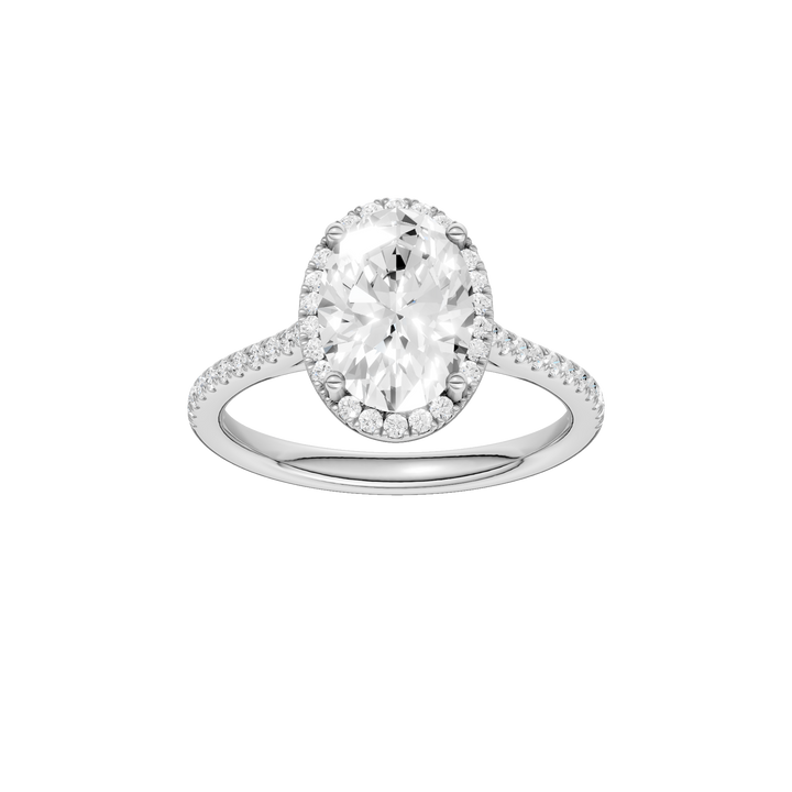 Petite Halo/Cathedral Engagement Ring (Oval) in 14K White Gold – Silvadi Jewelry Aurora CO