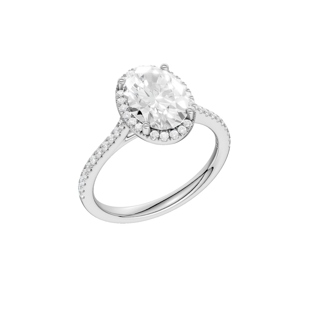 Petite Halo/Cathedral Engagement Ring (Oval) in 14K White Gold – Silvadi Jewelry Aurora CO
