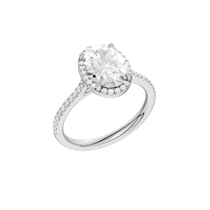 Petite Halo/Cathedral Engagement Ring (Oval) in 14K White Gold – Silvadi Jewelry Aurora CO