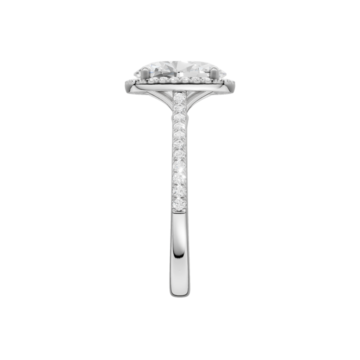 Petite Halo/Cathedral Engagement Ring (Oval) in 14K White Gold – Silvadi Jewelry Aurora CO