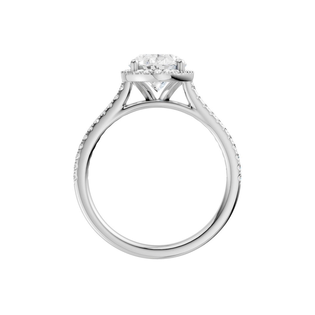 Petite Halo/Cathedral Engagement Ring (Oval) in 14K White Gold – Silvadi Jewelry Aurora CO