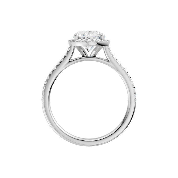 Petite Halo/Cathedral Engagement Ring (Oval) in 14K White Gold – Silvadi Jewelry Aurora CO