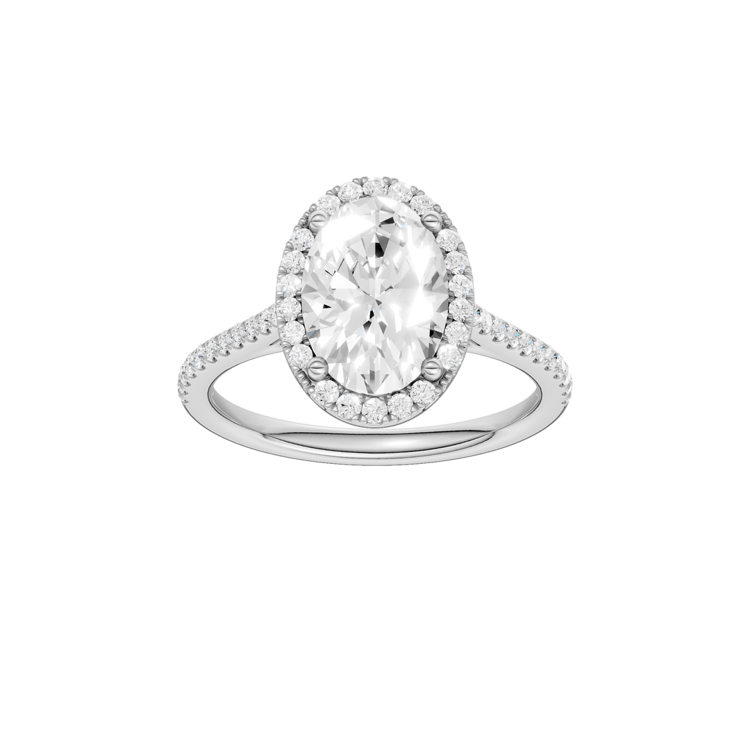 Petite Halo/Cathedral Engagement Ring (Oval) in 14K White Gold – Silvadi Jewelry Aurora CO