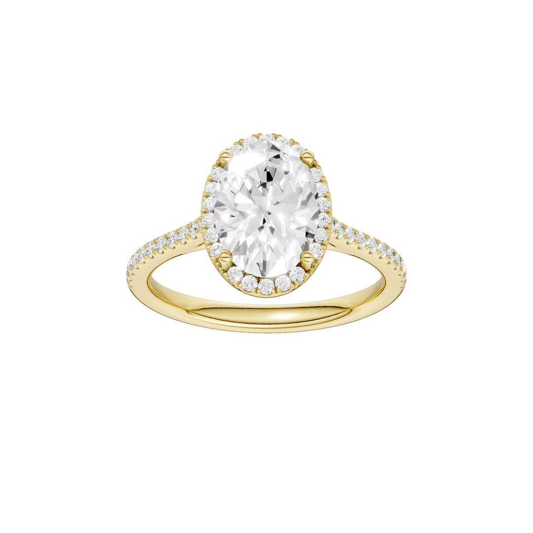 Petite Halo/Cathedral Engagement Ring (Oval) in 14K Yellow Gold – Silvadi Jewelry Aurora CO