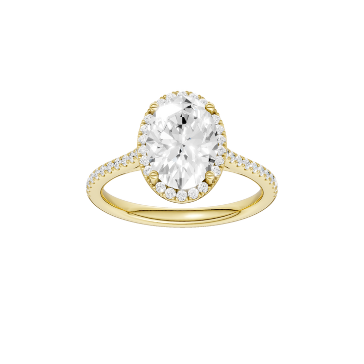 Petite Halo/Cathedral Engagement Ring (Oval) in 14K Yellow Gold – Silvadi Jewelry Aurora CO