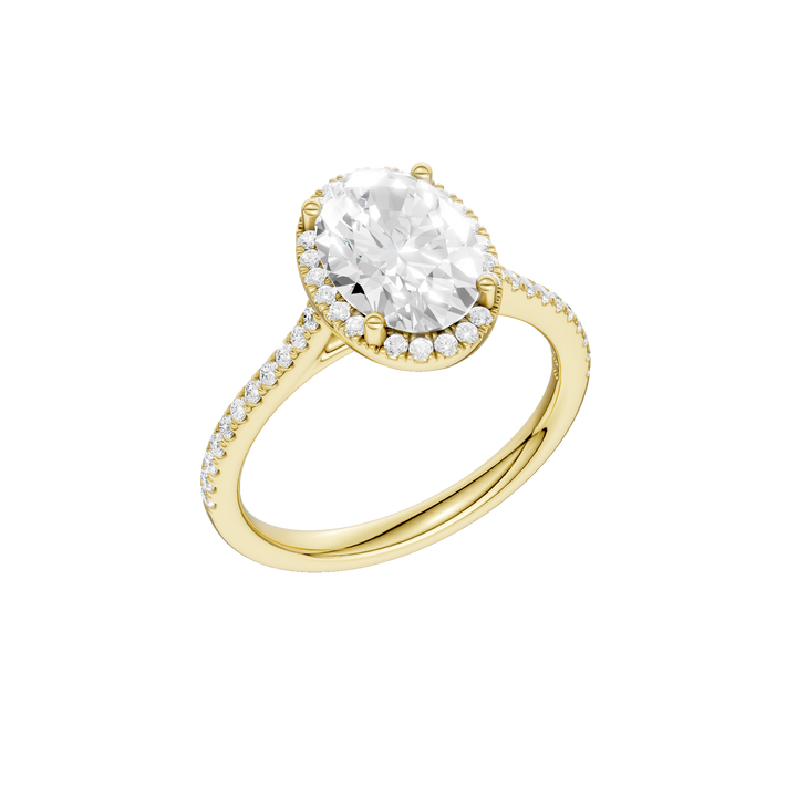 Petite Halo/Cathedral Engagement Ring (Oval) in 14K Yellow Gold – Silvadi Jewelry Aurora CO