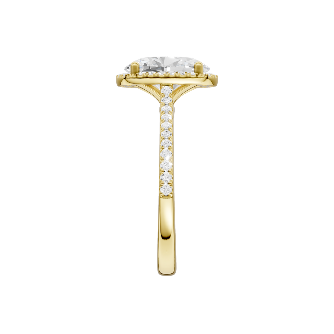 Petite Halo/Cathedral Engagement Ring (Oval) in 14K Yellow Gold – Silvadi Jewelry Aurora CO