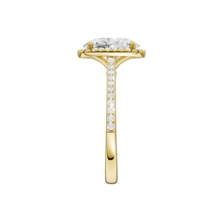 Petite Halo/Cathedral Engagement Ring (Oval) in 14K Yellow Gold – Silvadi Jewelry Aurora CO