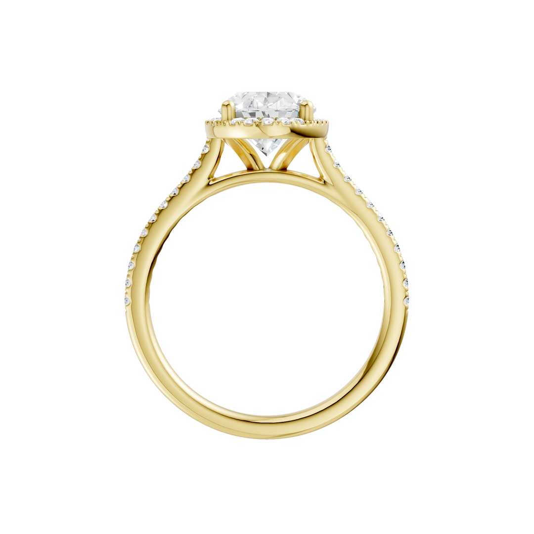 Petite Halo/Cathedral Engagement Ring (Oval) in 14K Yellow Gold – Silvadi Jewelry Aurora CO