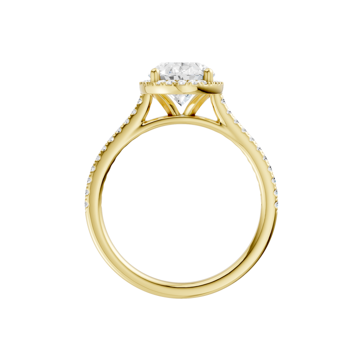 Petite Halo/Cathedral Engagement Ring (Oval) in 14K Yellow Gold – Silvadi Jewelry Aurora CO