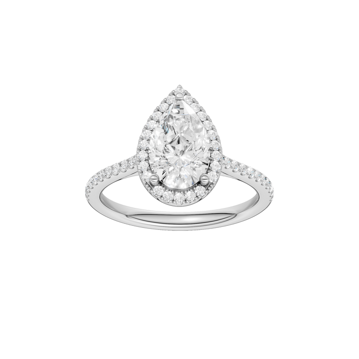 Petite Halo/Cathedral Engagement Ring (Pear) in 14K White Gold – Silvadi Jewelry Aurora CO