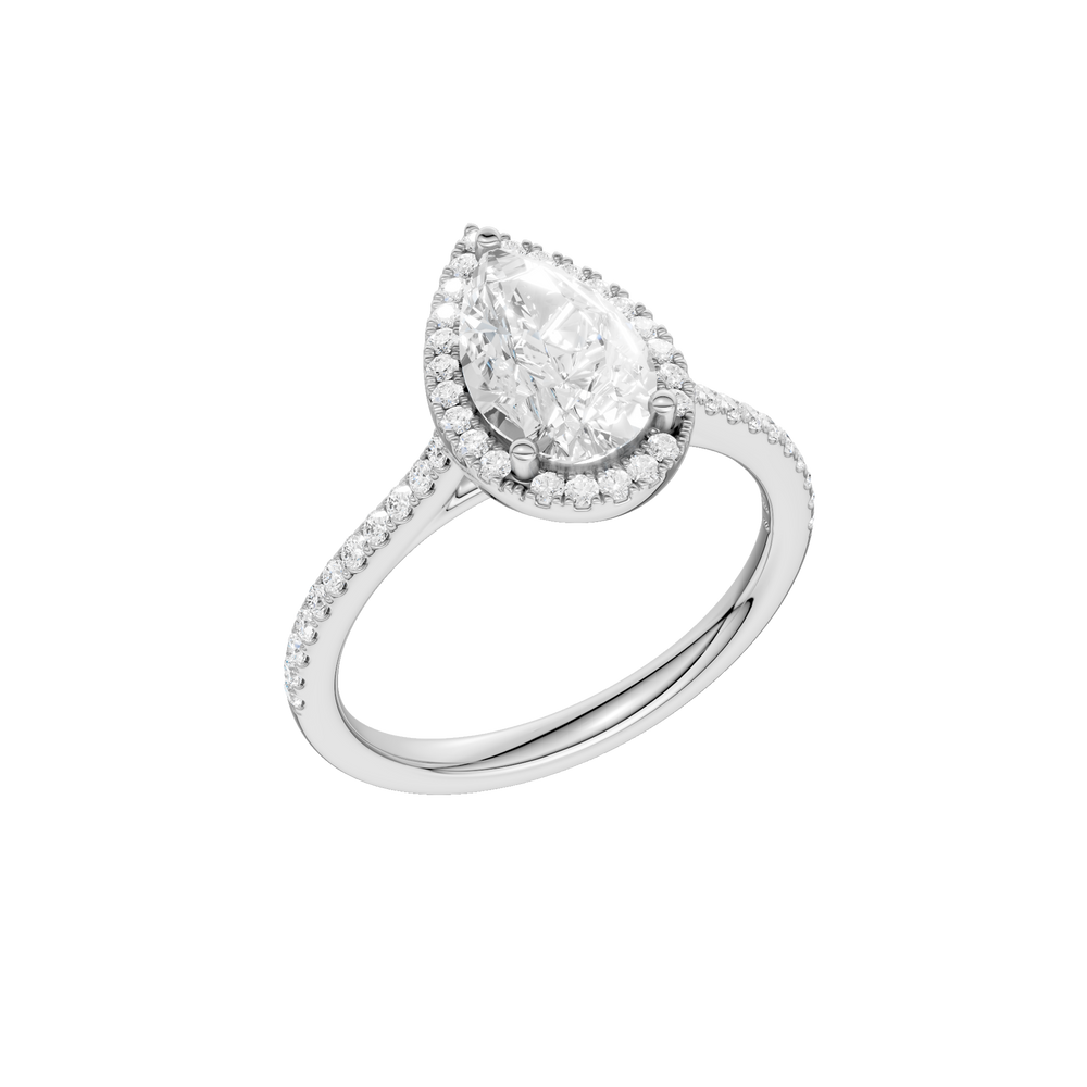 Petite Halo/Cathedral Engagement Ring (Pear) in 14K White Gold – Silvadi Jewelry Aurora CO