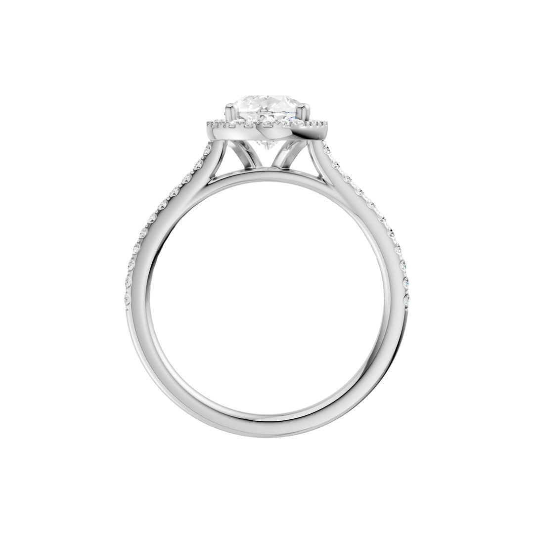 Petite Halo/Cathedral Engagement Ring (Pear) in 14K White Gold – Silvadi Jewelry Aurora CO
