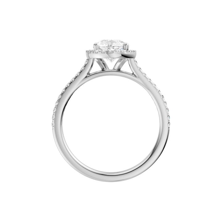 Petite Halo/Cathedral Engagement Ring (Pear) in 14K White Gold – Silvadi Jewelry Aurora CO